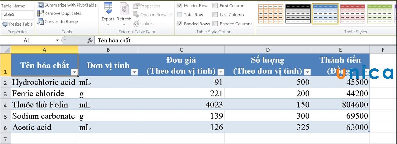 Cách tạo bảng trong Excel 