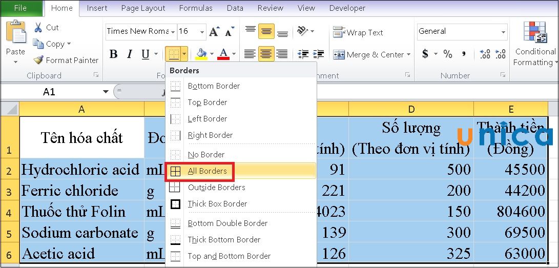 Cách tạo bảng trong Excel 