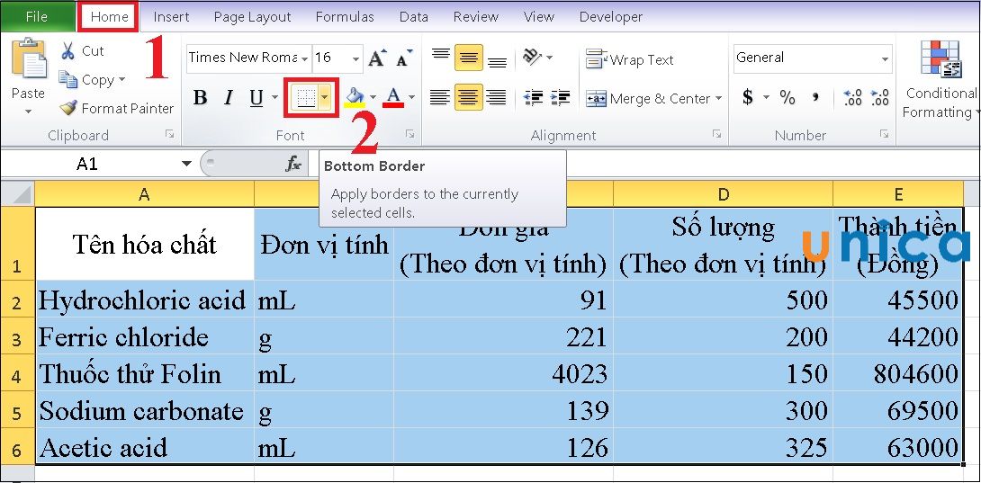 Cách tạo bảng trong Excel 