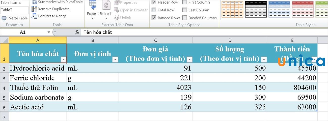 Cách tạo bảng trong Excel 