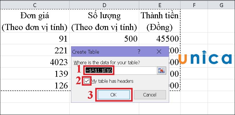 Cách tạo bảng trong Excel 