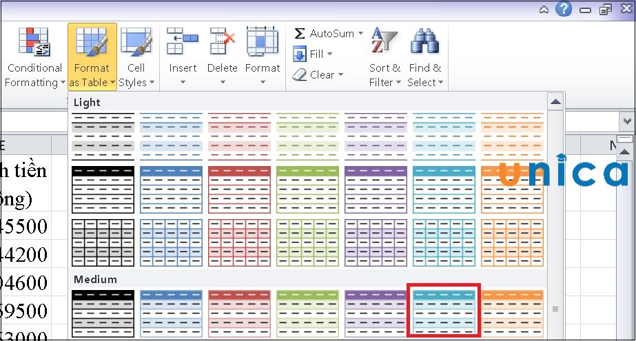 Cách tạo bảng trong Excel 