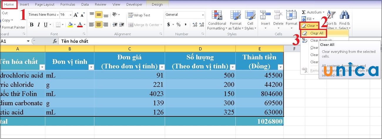 Xóa bảng tính trong Excel