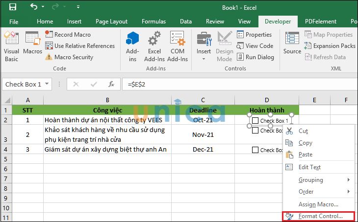 Nhấn chọn Format Control