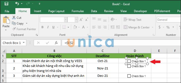 Nhấn phím Ctrl + ô chứa nút chọn cùng một lúc