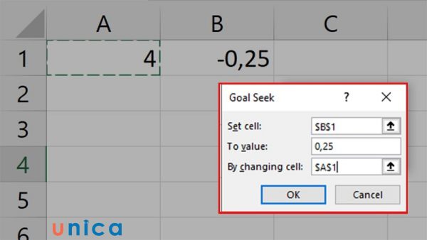 Công thức Goal Seek trong Excel