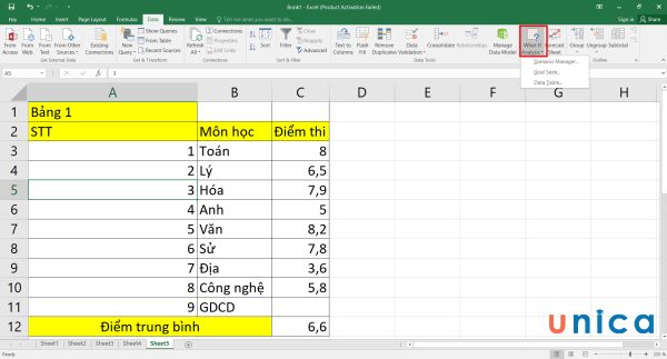 Chọn What-If Analysis