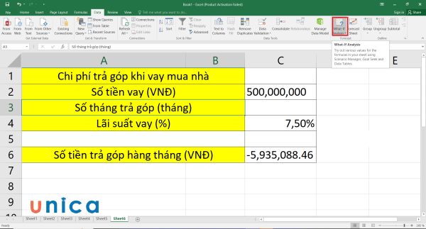 Chọn What-If Analysis