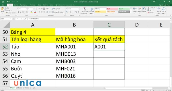 Excel sẽ trả về kết quả là A001