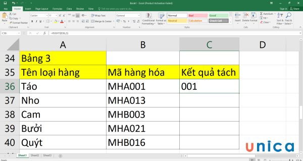 Kết quả sau khi nhập công thức