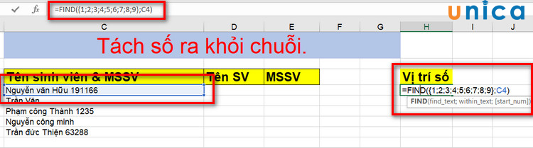 Tách số ra khỏi chuỗi trong Excel