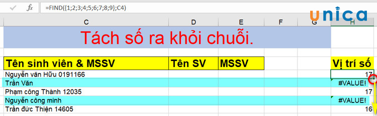 Kéo thả chuột để hiển thị kết quả