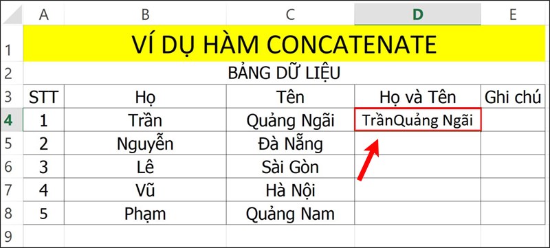 Nhấn Enter để hiển thị kết quả.