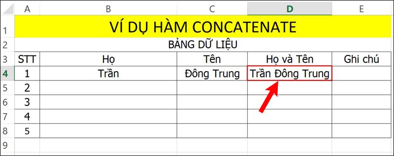 Nhấn Enter để hiển thị kết quả.