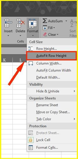 Vào Format > AutoFit Row Heigh