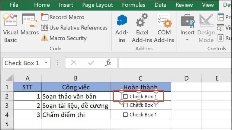 Chọn ô checkbox đồng thời nhấn giữ phím Ctrl