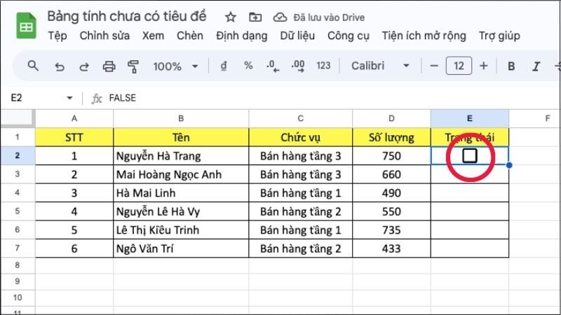 Ô đánh dấu sẽ xuất hiện, bạn có thể nhấn vào để đánh dấu tích