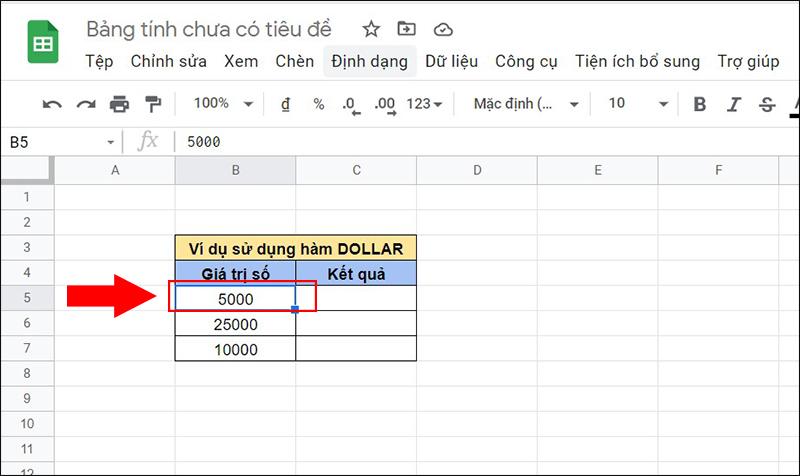 Chọn ô bạn muốn thực hiện