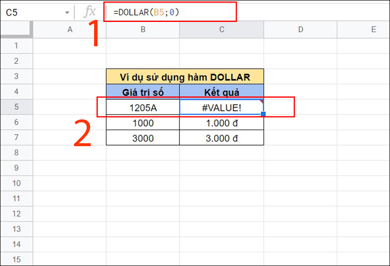 Lỗi #VALUE! khi có giá trị text