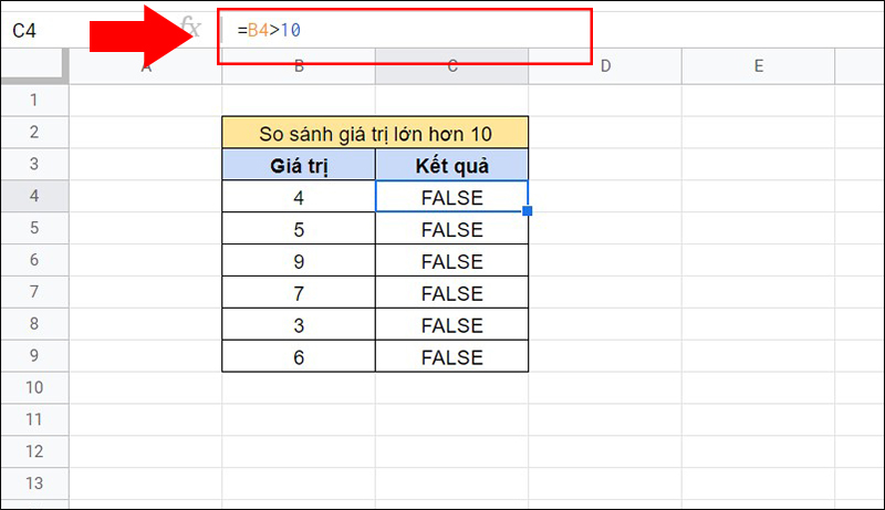 Cách sử dụng hàm FALSE