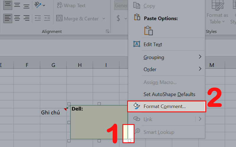 Chọn Format Comment