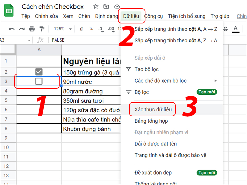 Chọn xác thực dữ liệu