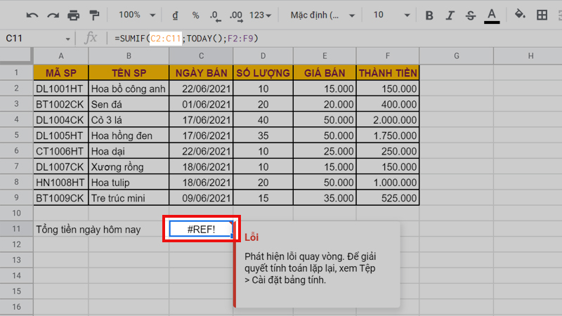 Lỗi #REF