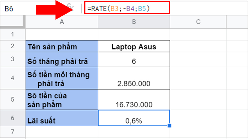 Tính lãi suất laptop Asus