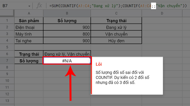 #NA! là lỗi xảy ra khi không tìm thấy giá trị cần tra cứu