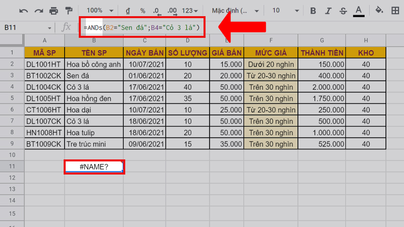 Lỗi #NAME?