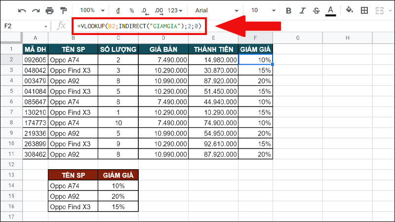 Kết hợp hàm VLOOKUP và hàm INDIRECT