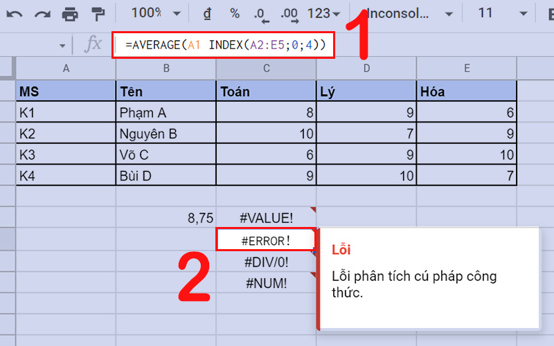 Lỗi #ERROR!