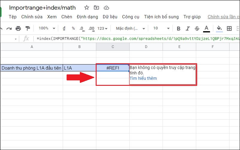 Ví dụ minh họa lỗi #REF!