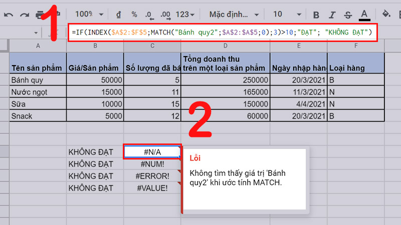 Lỗi #N/A