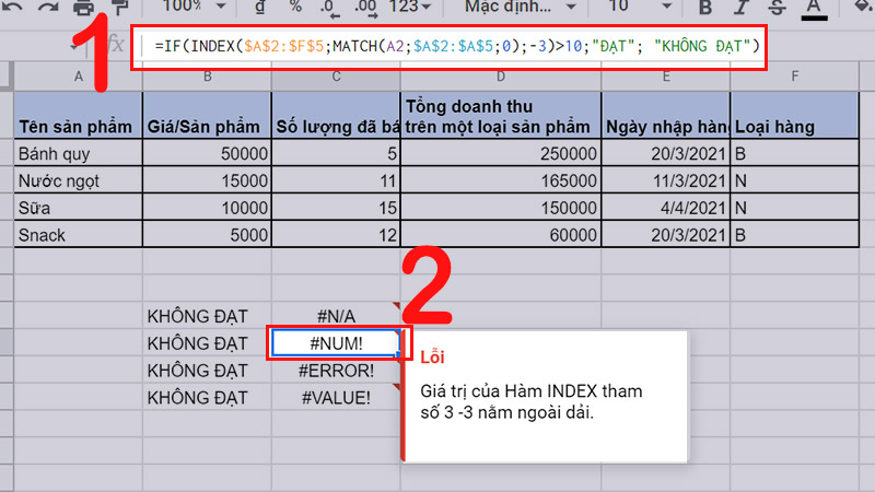 Lỗi #NUM!