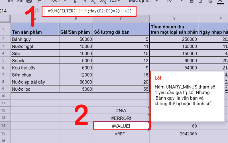 Lỗi #VALUE