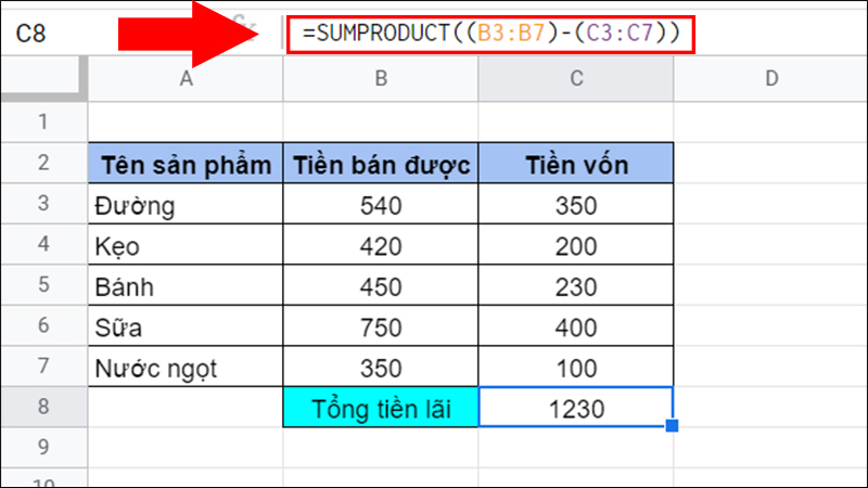 Ví dụ về phép trừ