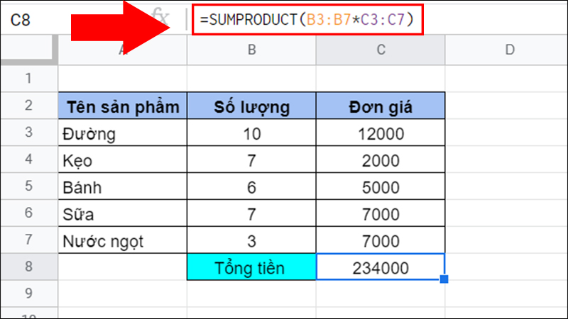 Ví dụ về phép nhân