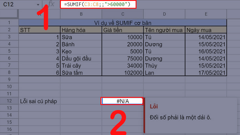 Hình minh họa lỗi #N/A