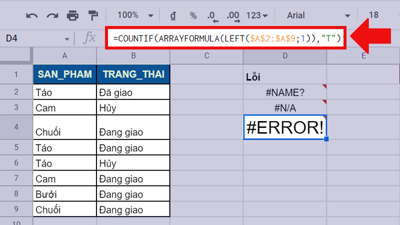 Lỗi #ERROR