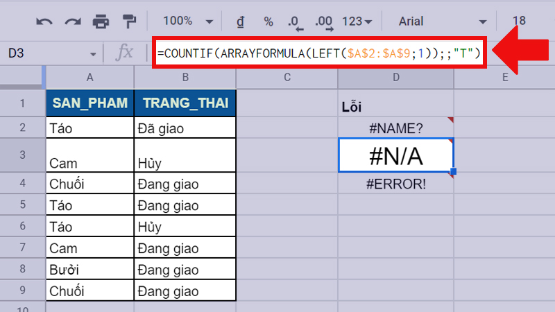 Lỗi #N/A