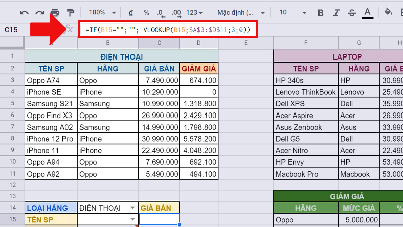 Dùng IF để bẫy lỗi cho hàm VLOOKUP