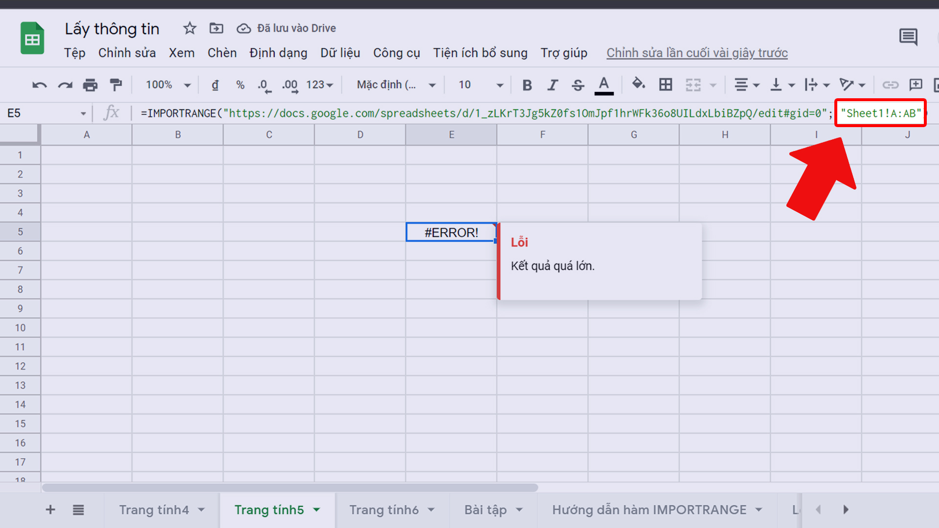 Báo lỗi ERROR