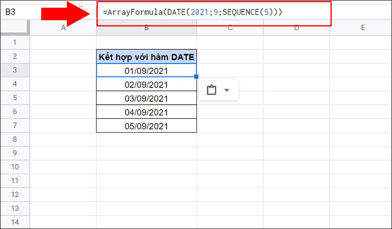 Kết hợp với hàm DATE