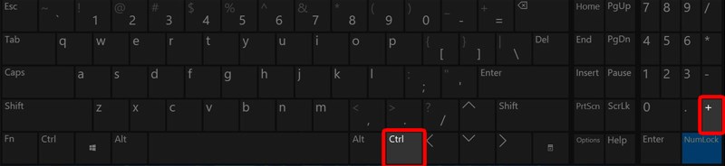 Nhấn Ctrl + Dấu +