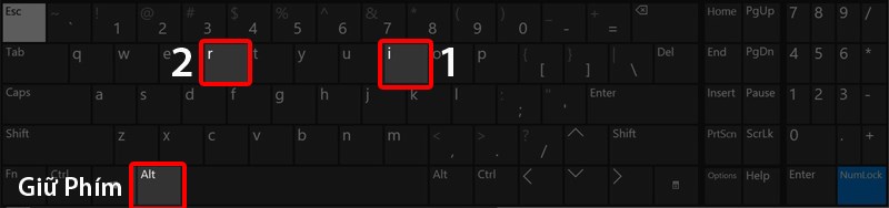 Nhấn tổ hợp phím Alt + I. Sau đó, giữ nút Alt nhấn R