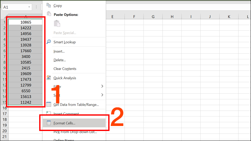  Nhấn chuột phải chọn Format Cells...