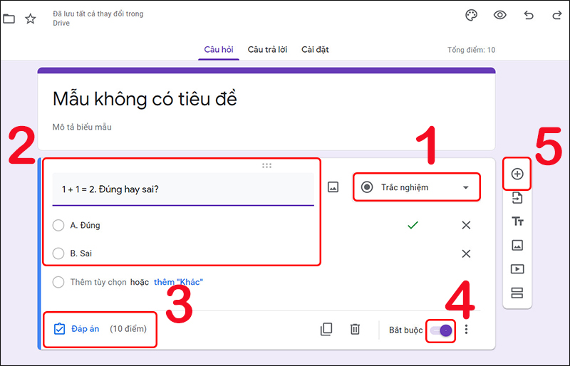 Cách tạo các câu hỏi trắc nghiệm online trong Google Forms