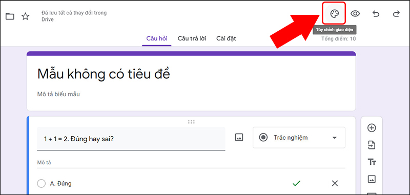 Cách tùy chỉnh giao diện bài kiểm tra