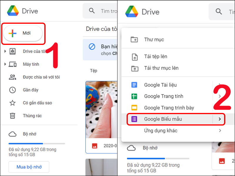 Tạo Google Forms trong Drive